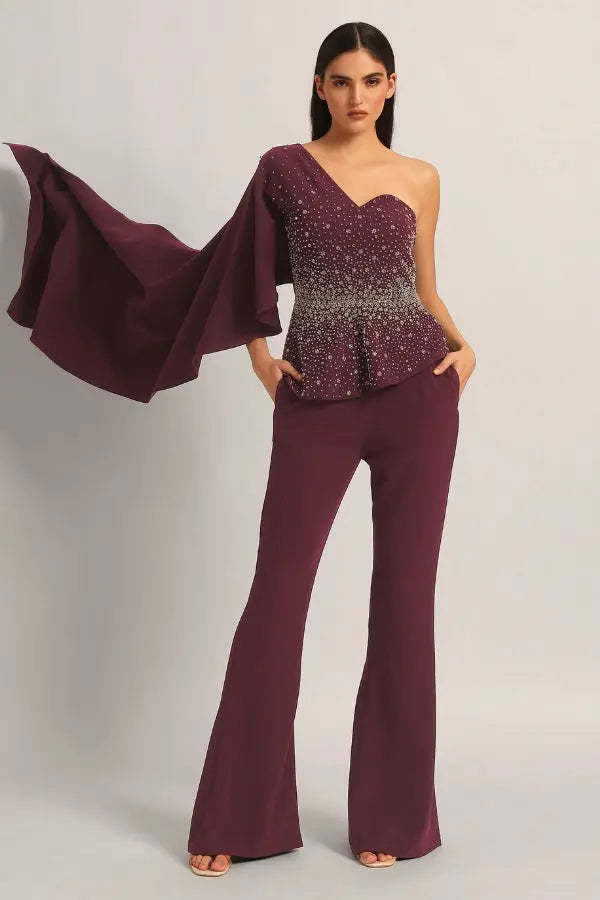 SILVER DUST PEPLUM TOP WITH SHARARA Namrata Joshipura Online