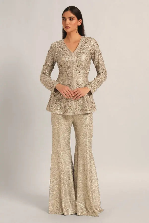 AMARA LONG PEPLUM WITH SHARARA Namrata Joshipura Online