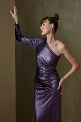 Chain Streak One Off Shoulder Gown