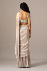 Iris Crusted Blouse With Mermaid Drape Saree