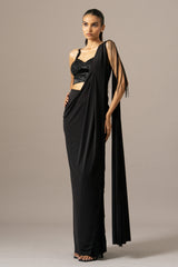 Dazzle Fringes Saree With Embroidered Blouse