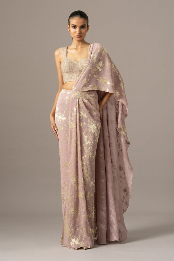 Diamond Dust Blouse With Draped Saree