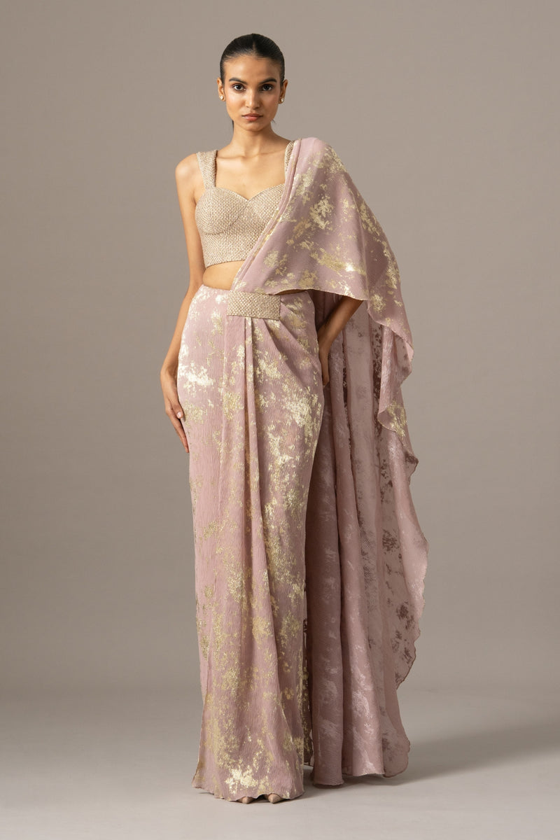 Diamond Dust Blouse With Draped Saree