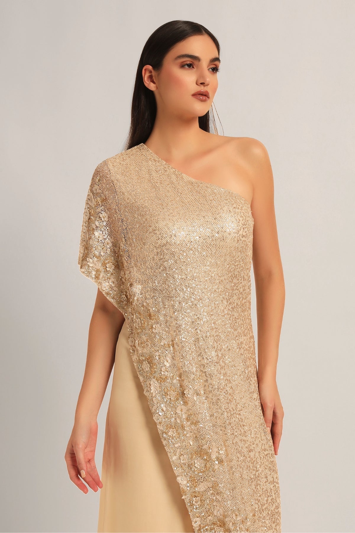 AMARA ONE SHOULDER MESH JUMPSUIT Namrata Joshipura Online