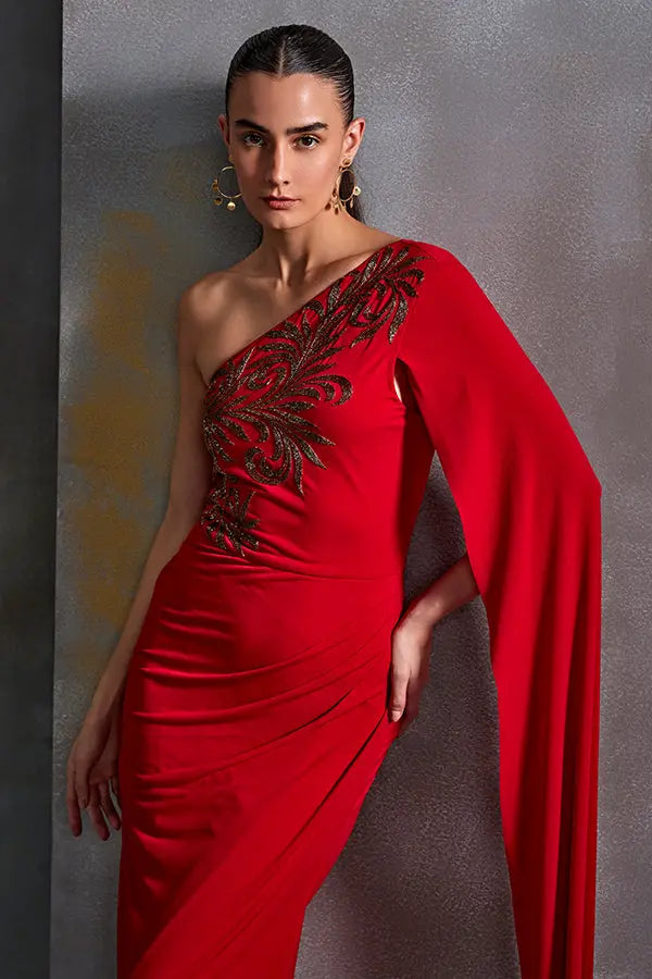 Autumn Fern One Off Sholder Gown Namrata Joshipura
