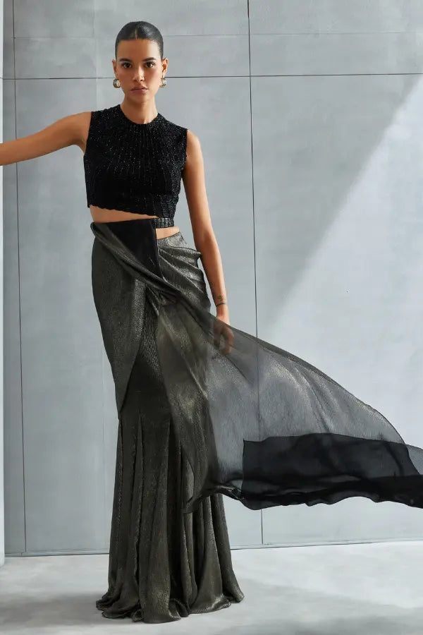 Metallic Scallop Drape Saree Namrata Joshipura