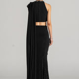 COSMIC DUST DRAPED SAREE WITH HALTER NECK BLOUSE