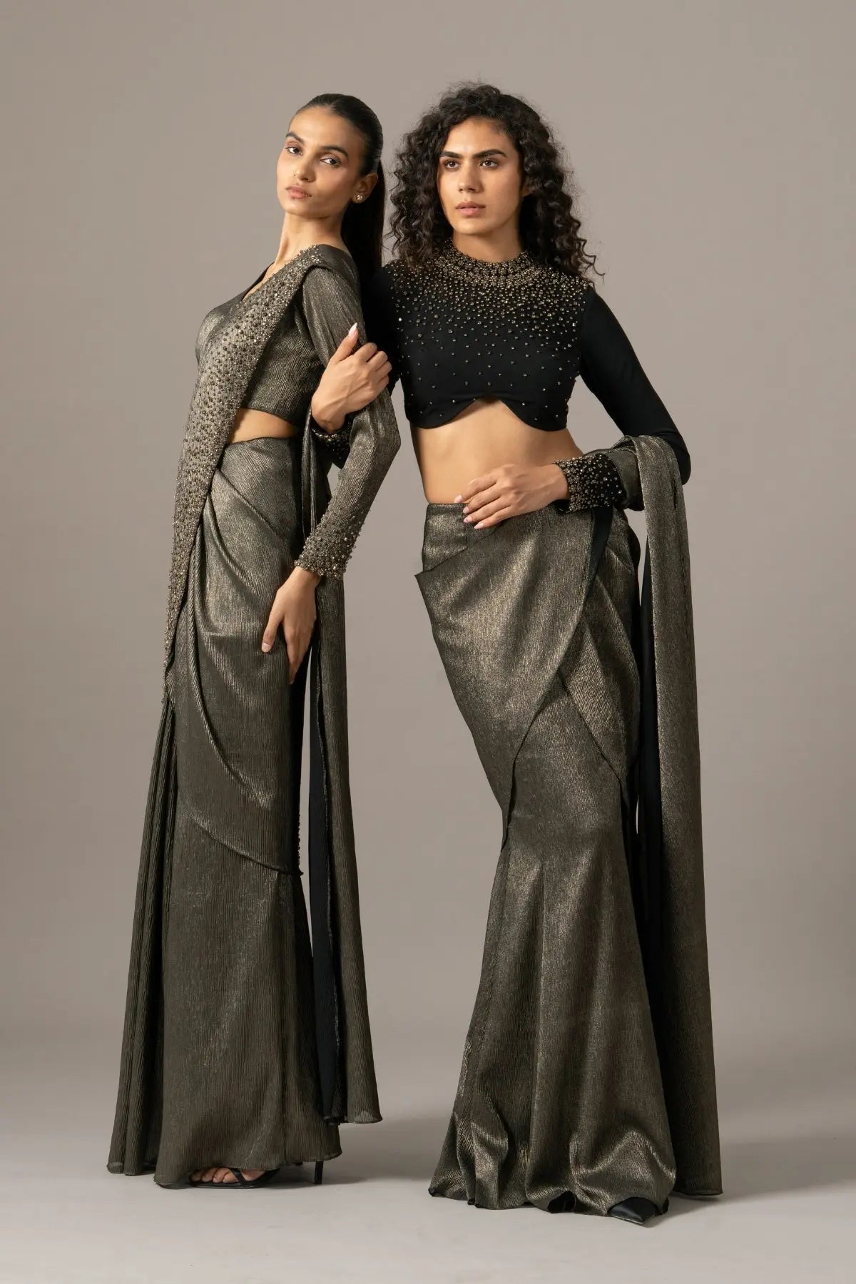 STAR GAZE CRUSTED BLOUSE WITH SLIT SAREE Namrata Joshipura Online