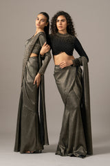 STAR GAZE CRUSTED BLOUSE WITH SLIT SAREE