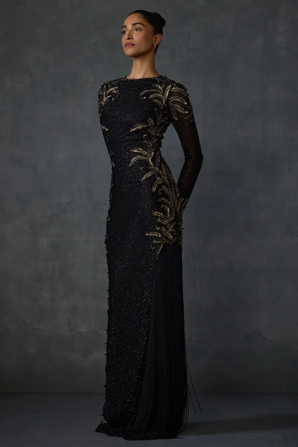Autumn Fern Side Fringe Gown Namrata Joshipura Online