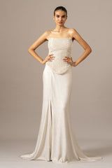 Pearl Drops Corset With Trail Skirt Set