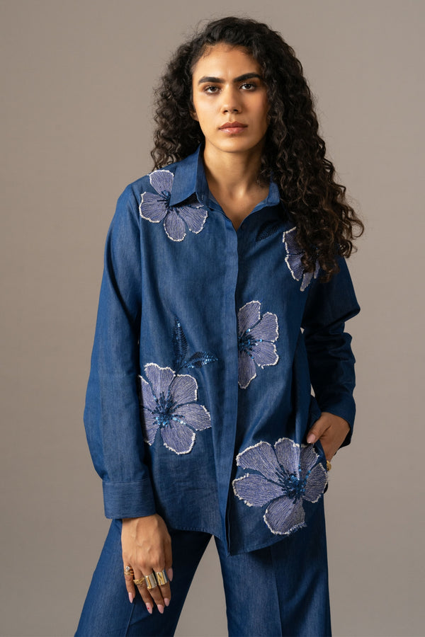 Poppy Flower Emb Shirt