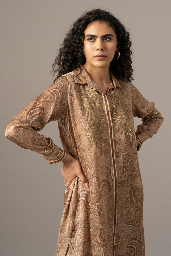 Paisley Front Placket Long Coord Set