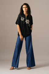 Moonflower Back Tie Zipper Top