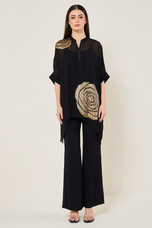 Rosette Bark Zipper Tunic