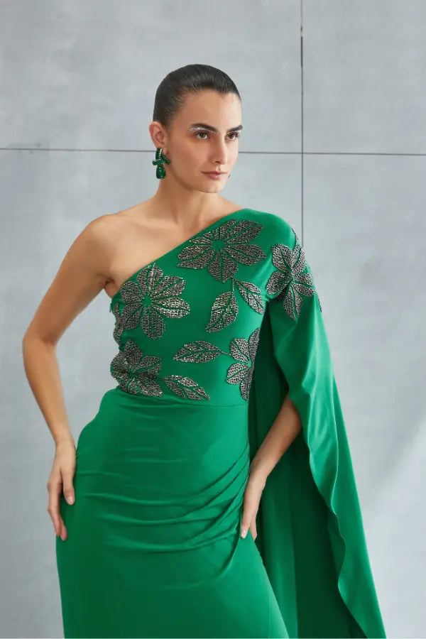 River Leaf One off Shoulder Gown Namrata Joshipura