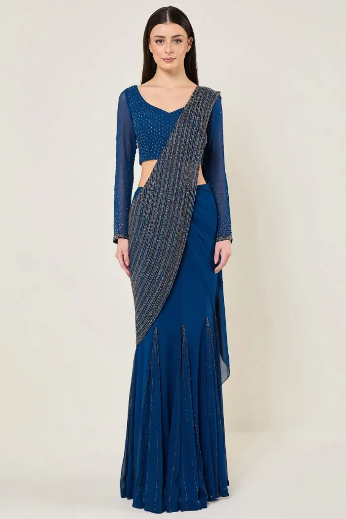 Trackline Saree With Emrmaid Drape Namrata Joshipura Online
