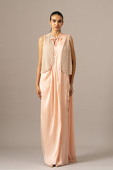 Lulu Crusted Blouse With Draped Saree
