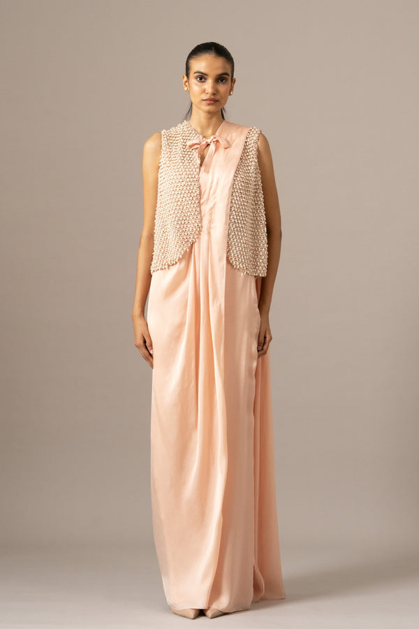 Lulu Crusted Blouse With Draped Saree