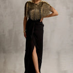 Akari Gold Fringe Wrap with Drape Skirt Namrata Joshipura