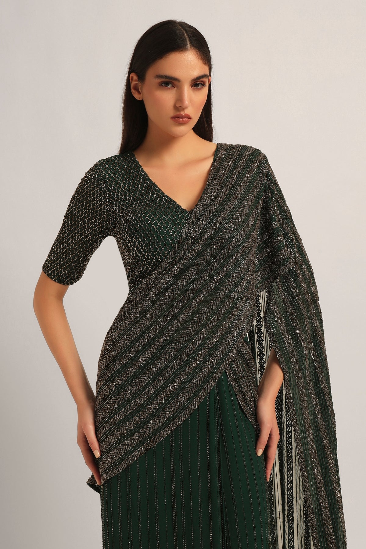 TRACKLINE DRAPED SAREE WITH BLOUSE Namrata Joshipura Online