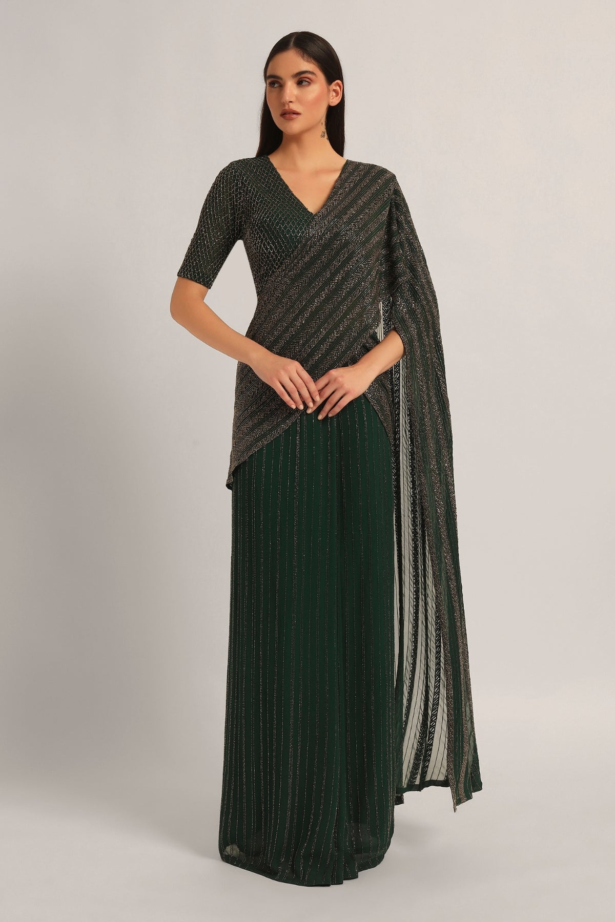 TRACKLINE DRAPED SAREE WITH BLOUSE Namrata Joshipura Online