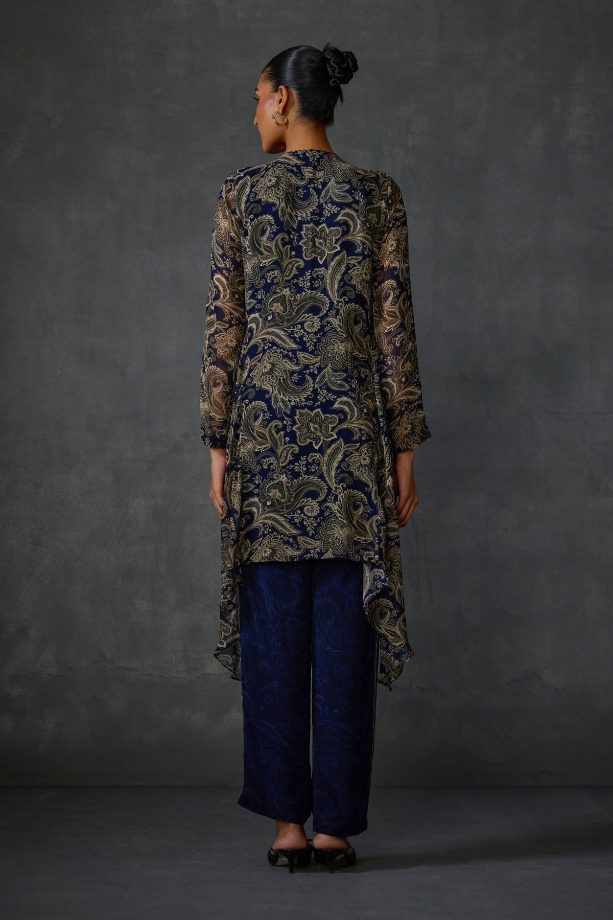 Myrrah Paisley Trapeze Asymetric Kurta Set With Dupatta Namrata Joshipura Online