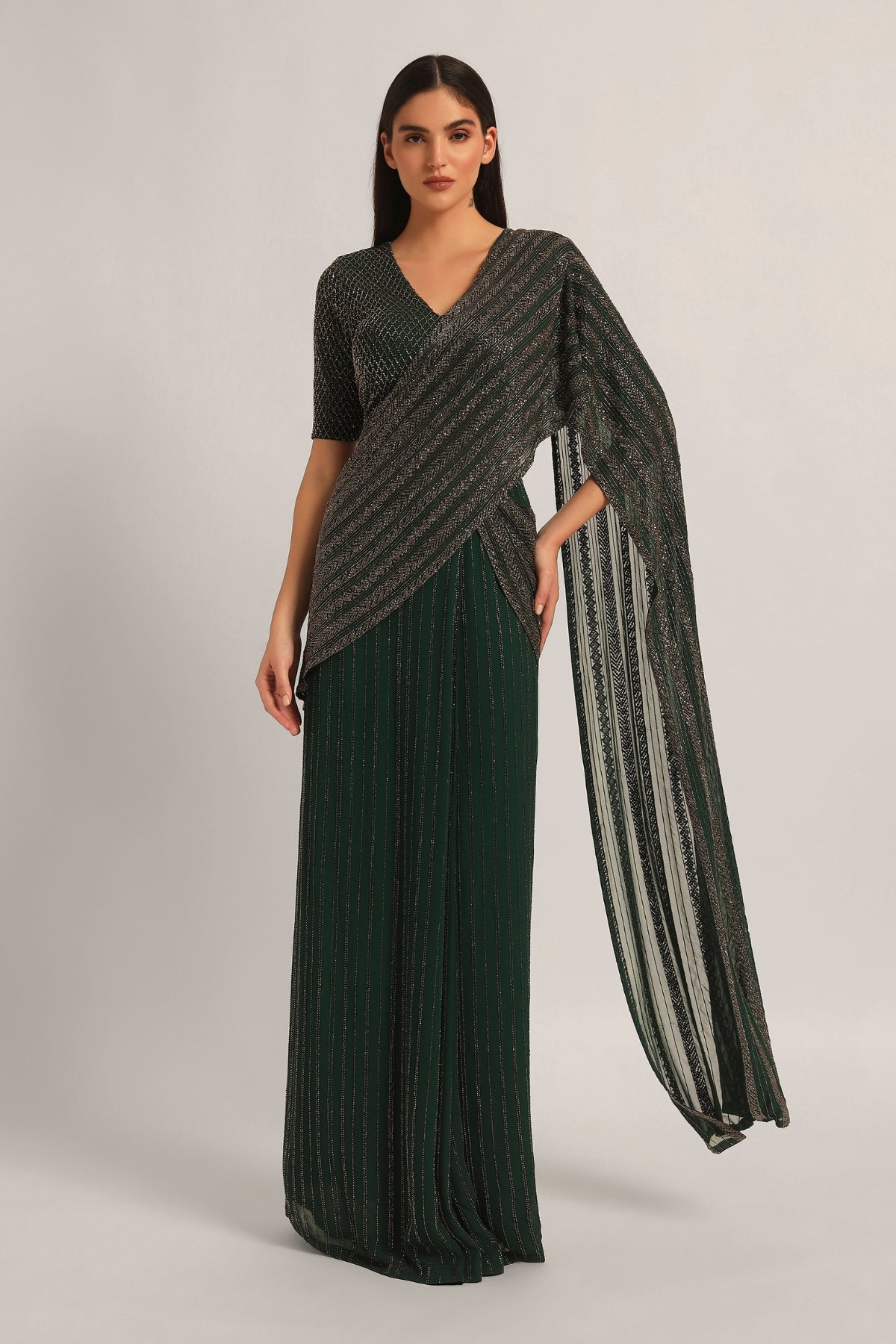 TRACKLINE DRAPED SAREE WITH BLOUSE Namrata Joshipura Online