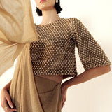 PEARL DROP BOXY BLOUSE DRAPED SAREE
