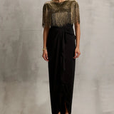 Akari Gold Fringe Wrap with Drape Skirt Namrata Joshipura