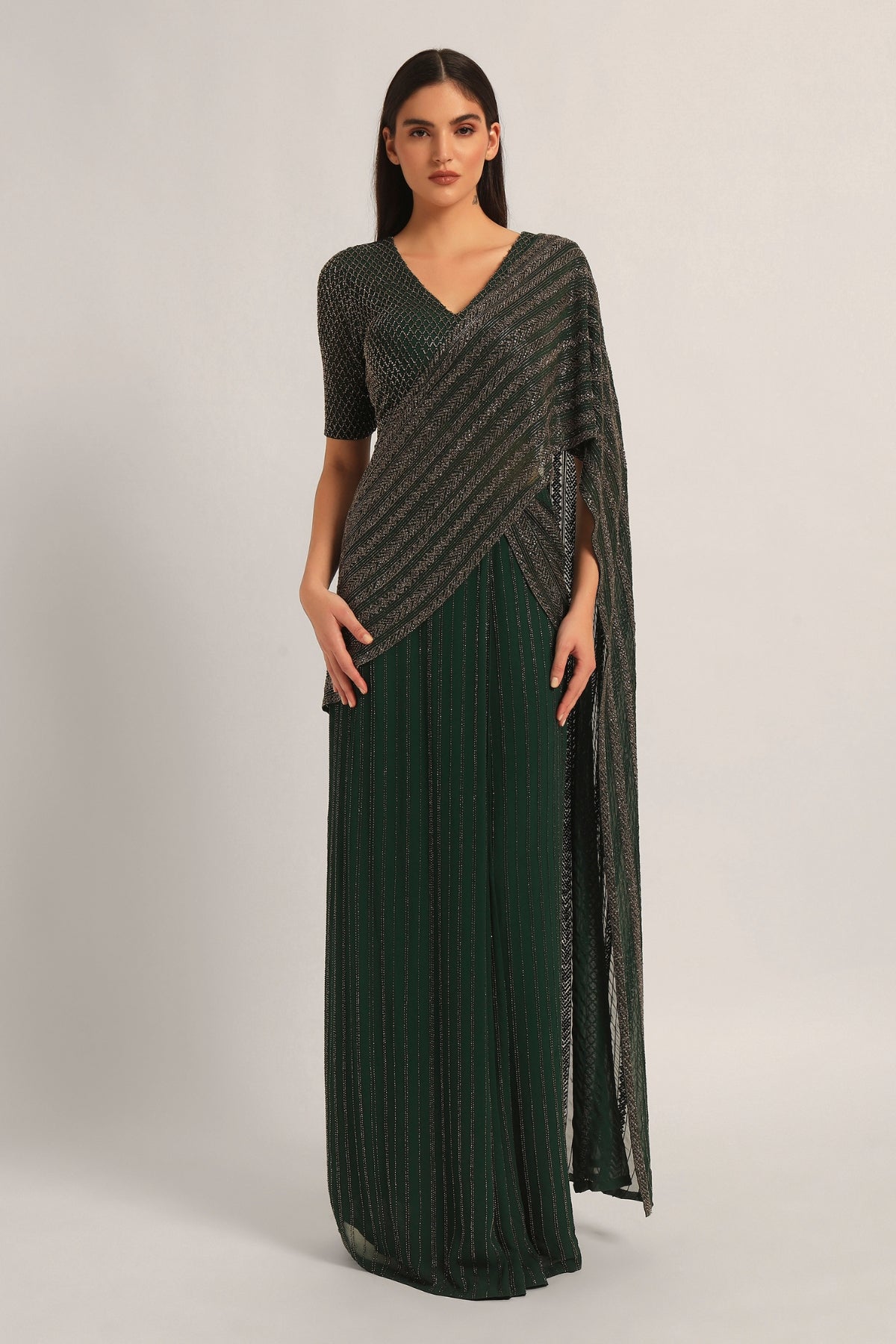 TRACKLINE DRAPED SAREE WITH BLOUSE Namrata Joshipura Online