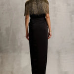 Akari Gold Fringe Wrap with Drape Skirt Namrata Joshipura