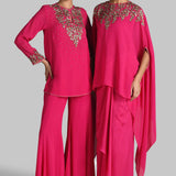 GOLDEN PETAL KAFTAN TOP WITH DRAPED SKIRT