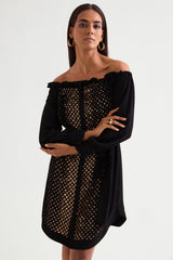 Star Gaze Off Shoulder Short Dress