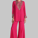 GOLDEN PETAL TUNIC WITH SHARARA
