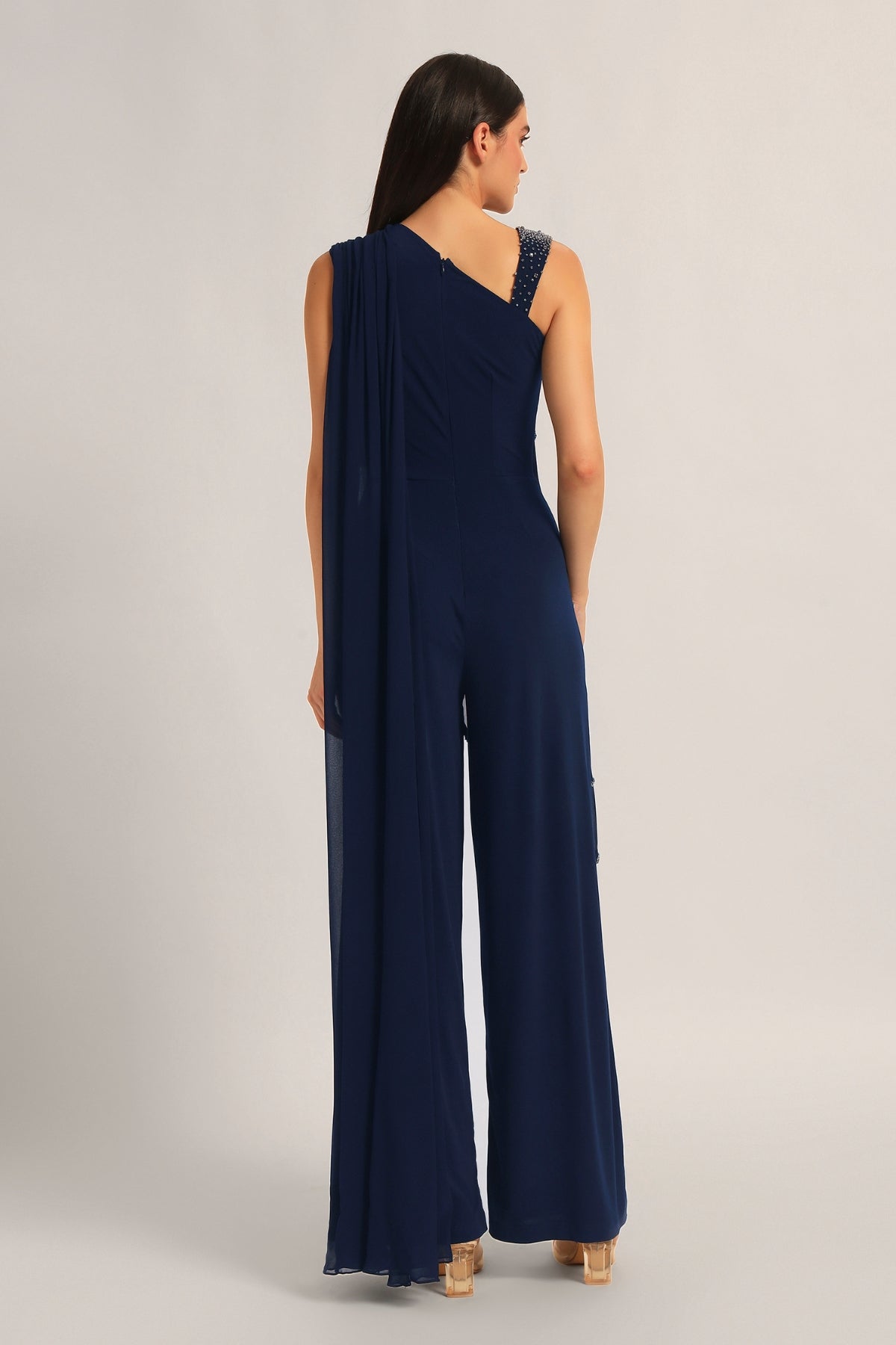 Silver Dust Front Drape Jumpsuit Namrata Joshipura Online