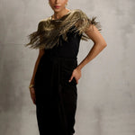 Akari Gold Fringe Wrap with Drape Skirt Namrata Joshipura