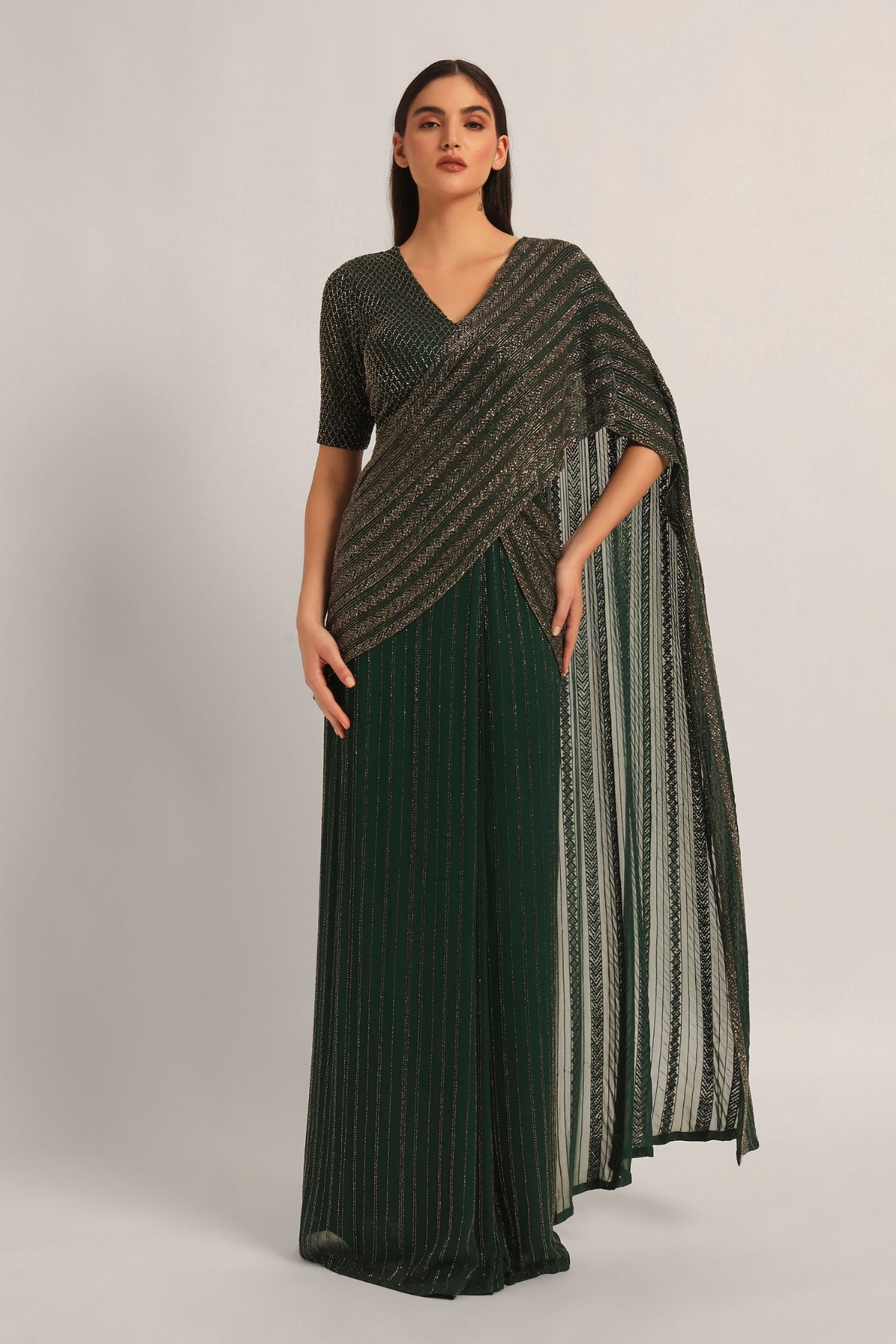 TRACKLINE DRAPED SAREE WITH BLOUSE Namrata Joshipura Online