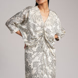 ESTELLE RAYS PRINTED DRAWSTRING DRESS