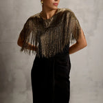 Akari Gold Fringe Wrap with Drape Skirt Namrata Joshipura