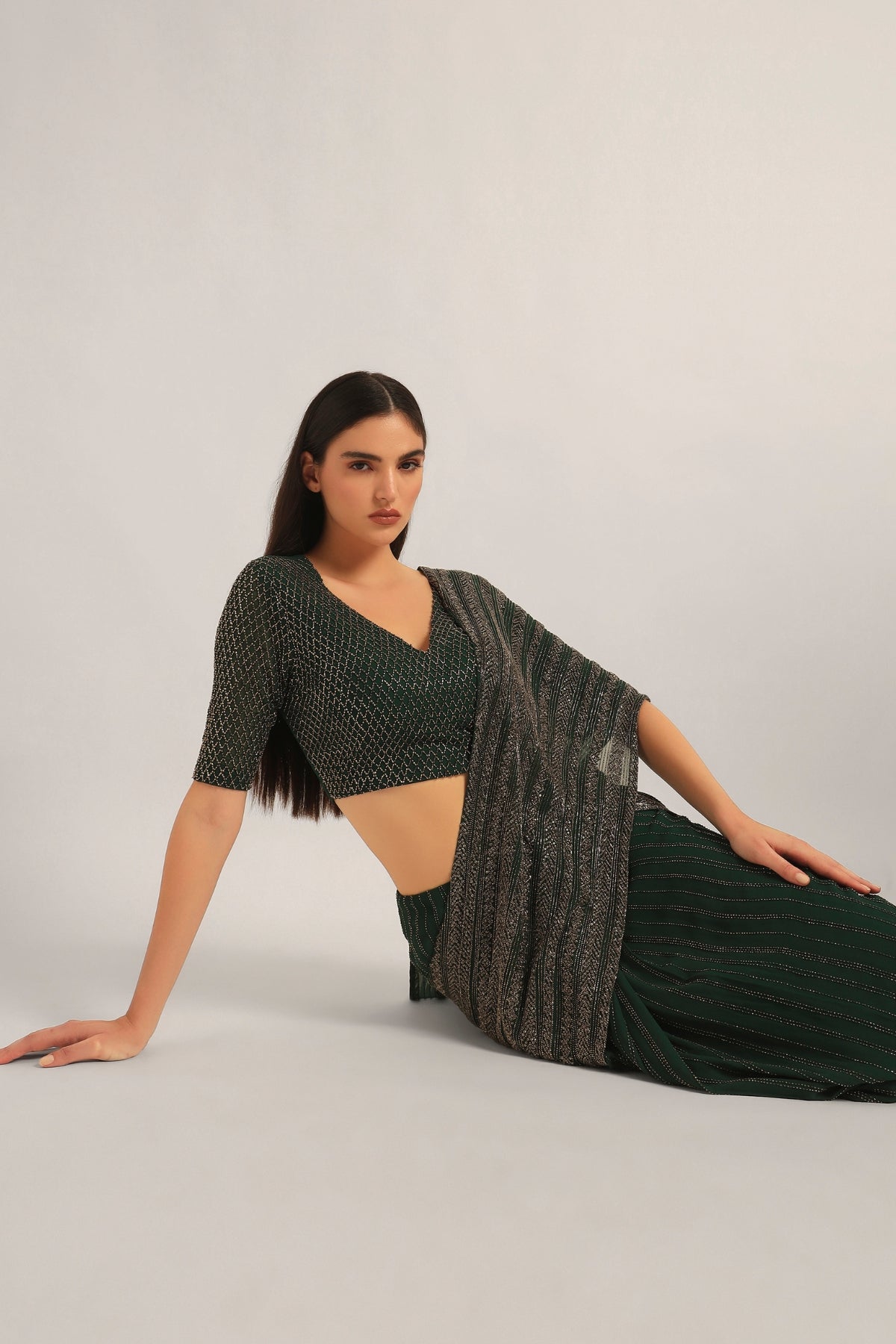 TRACKLINE DRAPED SAREE WITH BLOUSE Namrata Joshipura Online