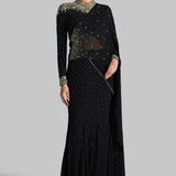 GOLD GILT BLOUSE WITH GODET DRAPED SAREE