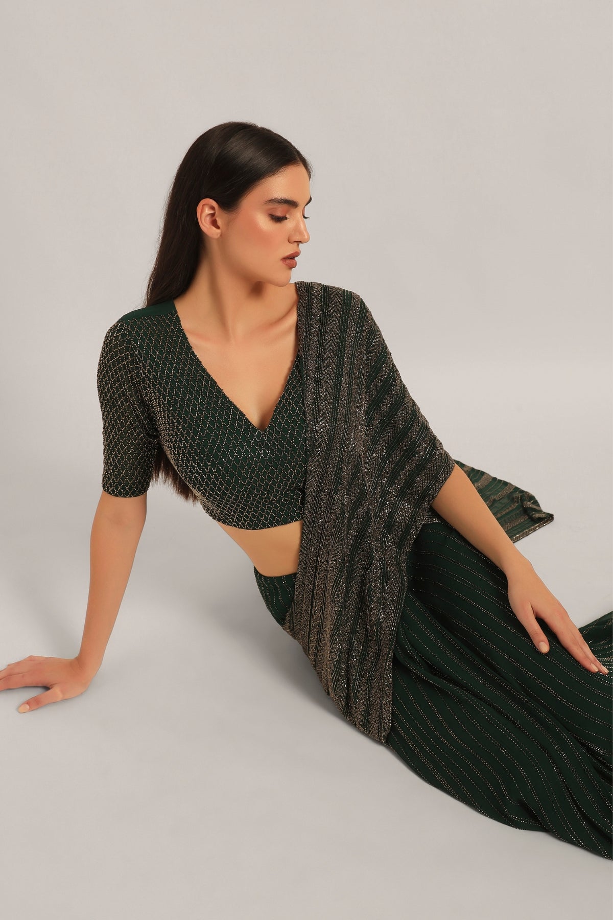 TRACKLINE DRAPED SAREE WITH BLOUSE Namrata Joshipura Online