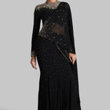 GOLD GILT BLOUSE WITH GODET DRAPED SAREE