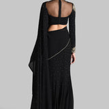 GOLD GILT BLOUSE WITH GODET DRAPED SAREE