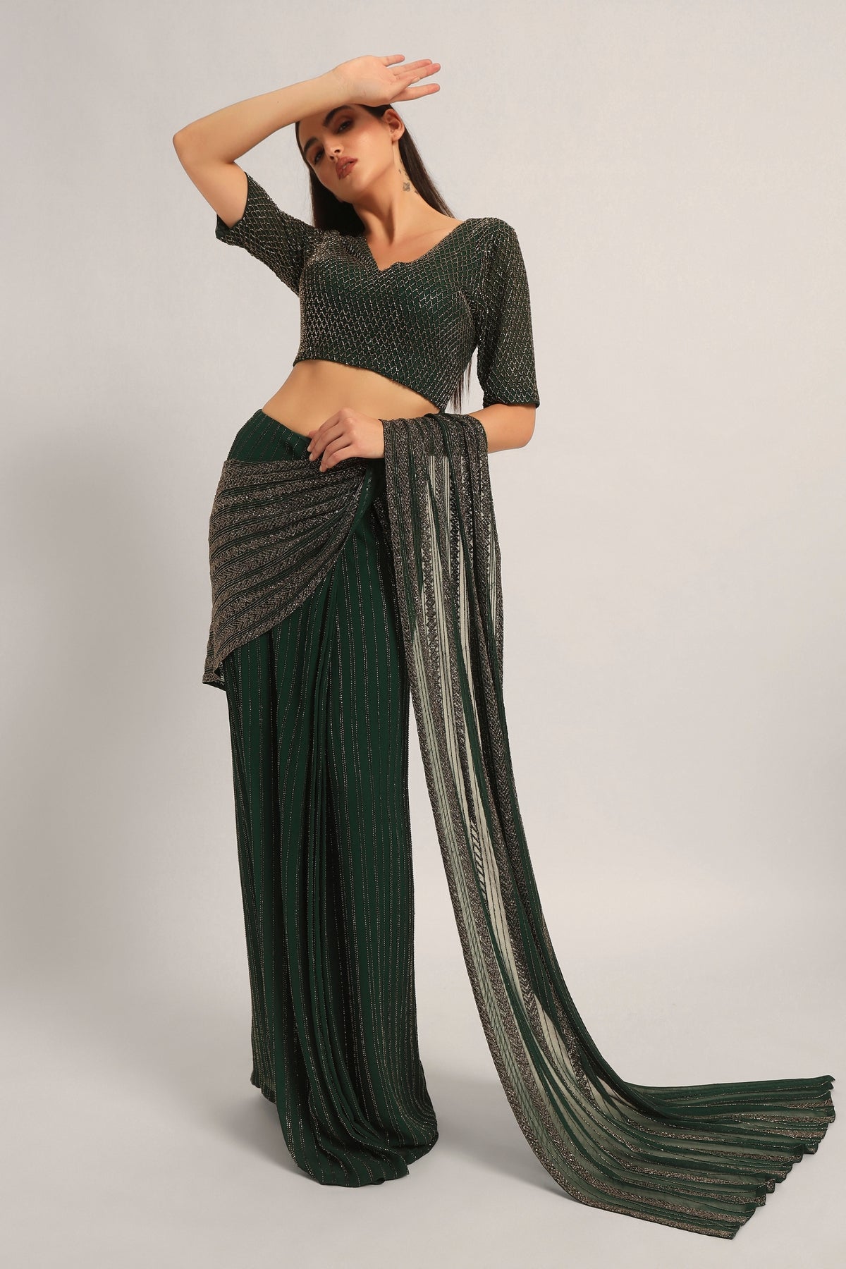 TRACKLINE DRAPED SAREE WITH BLOUSE Namrata Joshipura Online