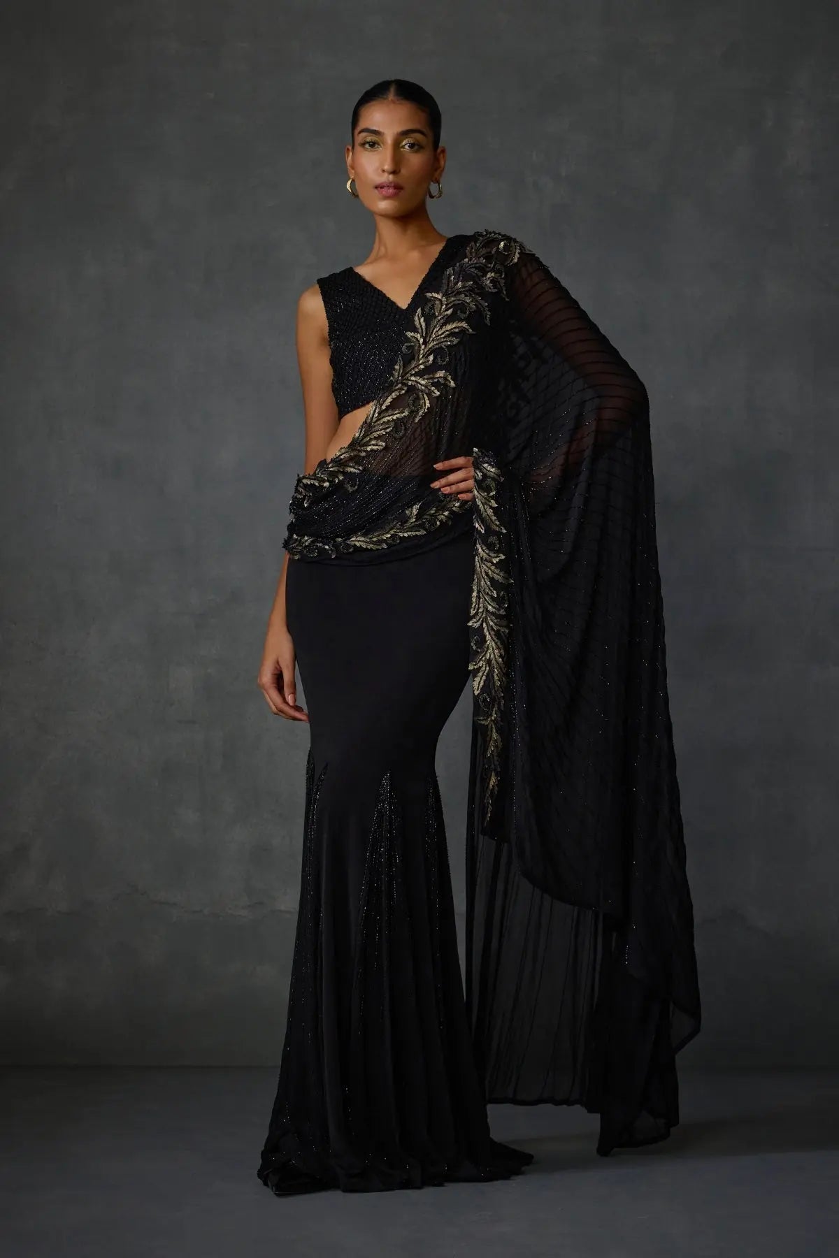 Autumn Fern Godet Draped Saree Namrata Joshipura Online