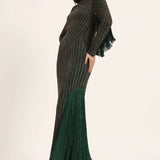 Track Line Embroidered Gown With Slit And Fringe Namrata Joshipura Online