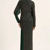 Track Line Embroidered Gown With Slit And Fringe Namrata Joshipura Online