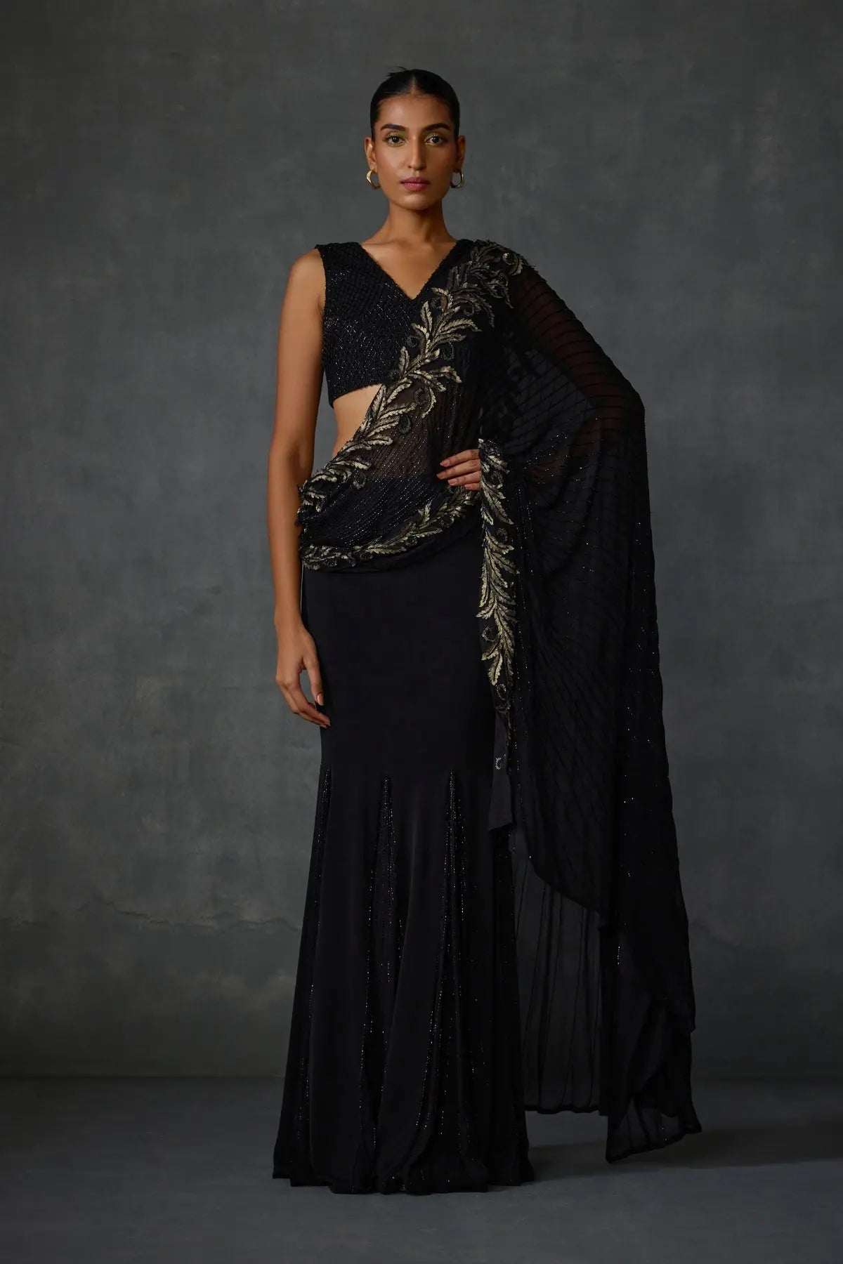 Autumn Fern Godet Draped Saree Namrata Joshipura Online